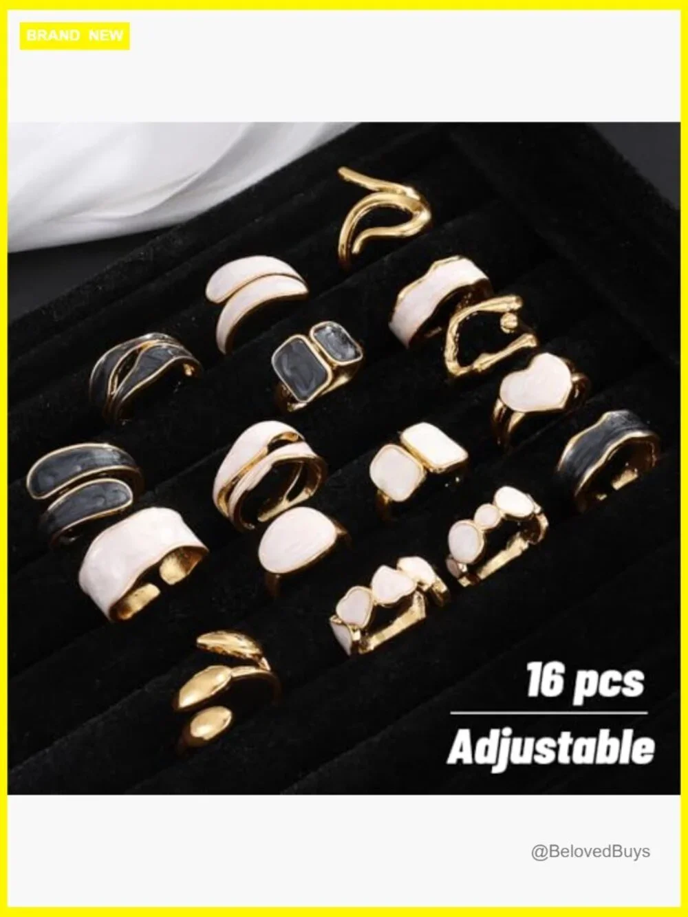 Dainty Stackable Rings Set for Women, 16-Piece, Adjustable Open Design, Trendy